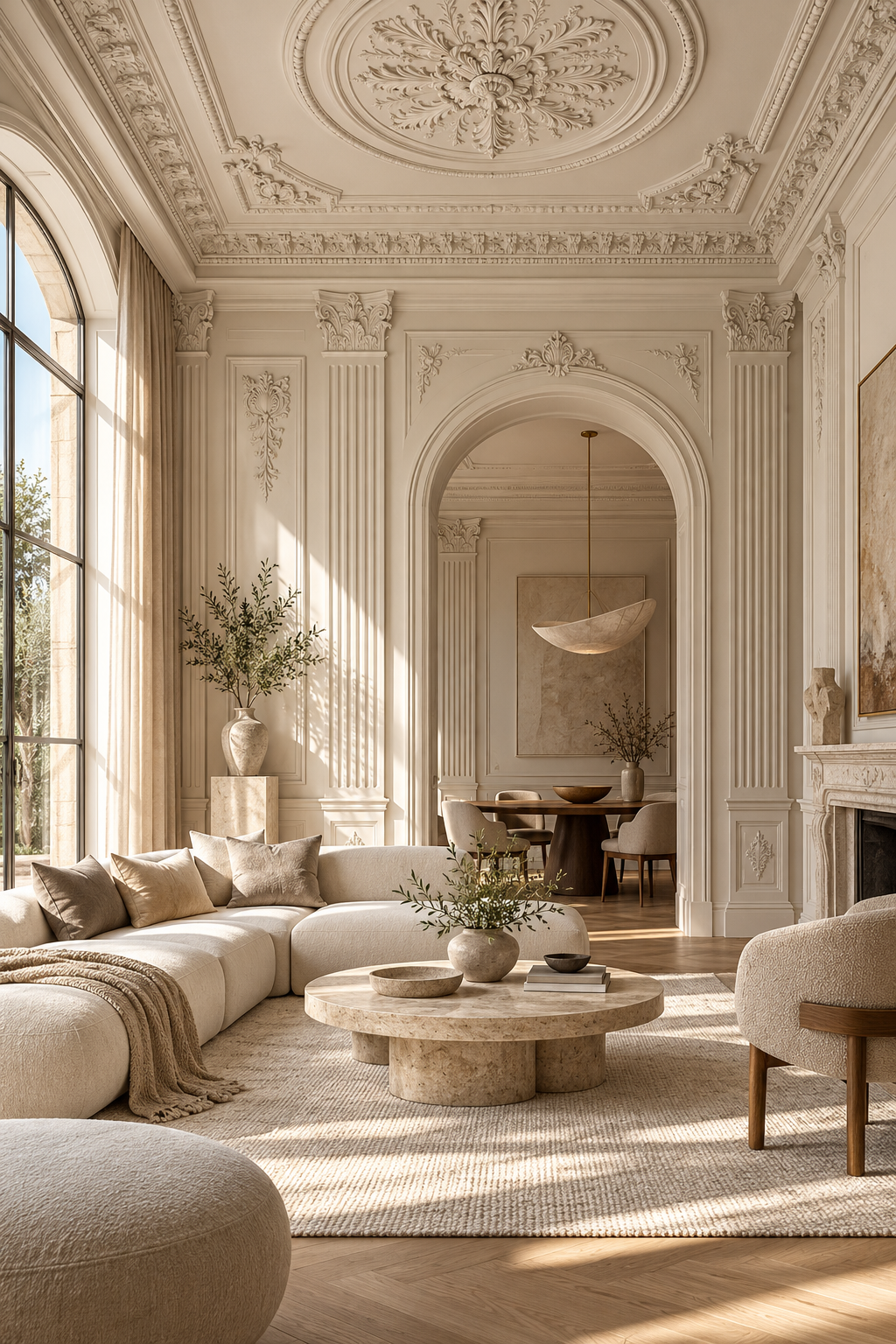 AI-generated ornamental plaster villa design concept